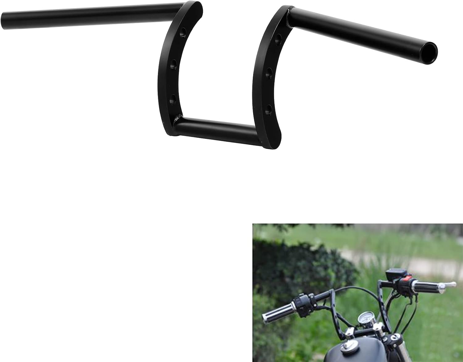 TCMT Black Drag Handlebar 1 Z Bars Fits For Harley Softail Sportster XL Honda Yamaha Suzuki Kawasaki Triumph Indian Victory Choppers Custom Bobbers with 1 Bars